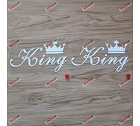 2X White 20.3cm King Crown Decal Sticker Car Vinyl no bkgrd Die Cut