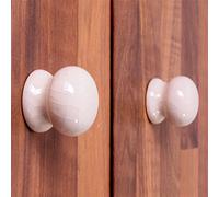 2X White Cracked Design 35mm Ceramic Drawer Knobs - Cupboard Door Pull Handles