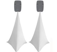 2x white double sided spandex stretch speaker stands scrims, tripod cover (white)