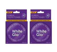 WHITE GLO PURPLE TOOTH TONER POLISHING POWDER + WHITENING SERUM BUNDLE NEW