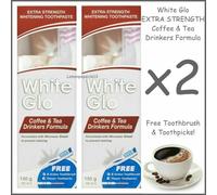 2x White Glo Whitening Toothpaste Coffee & Tea Drinkers Formula Extra Strength