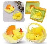 2x White Nest with Yellow Chenille Easter Chicks | Easter Bonnet Decoration for Easter Cake Topper | Easter Ornament for Home Decor Party Favour