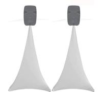 2x white single sided spandex stretch speaker lighting stands scrims, tripod cover