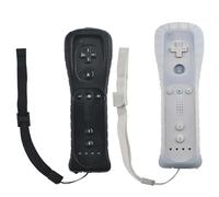 2x Wii-Fernbedienung: Gamecontroller Wii Controller Wireless Remote Bewegungssensor Vernbedinung Ersatz Gamepad Controller für Wii und Wii-Konsole, mit Silikonhülle und Handschlaufe (weiß schwarz)