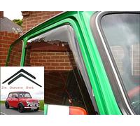 2x Wind Deflectors Compatible with AUSTIN MINI COOPER CLASSIC 1968-2000 MK1 Smoke Tinted Acrylic Glass Door Side Windows In-Channel Visors Rain Snow Sun Guards
