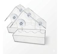 2x Window Bird House 15 x 6 X 14,5 CM Plastic 3 Suction