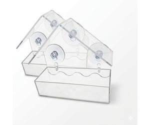 2x Window Bird House 15 x 6 X 14,5 CM Plastic 3 Suction