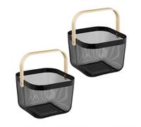 2x Wire Basket Handle Metal Mesh Storage Organising Accessories 17.5x26x24.5cm