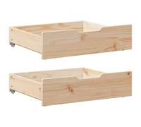 vidaXL Under-Bed Drawers - 2pcs Storage Boxes, White Pine Wood, 80x55x16 cm, 20kg Capacity Each - Sliding Drawer with Wheels, Bedroom Storage Solution