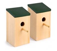 2x Wooden Bird House Nesting Boxes for Garden & Outdoor with Air Vent
