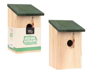 2x Wooden Nesting Boxes Nest Box Bird House Small Birds Blue Tit Robin Sparrow