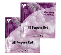 2x Youngs All Purpose Red Wine Yeast 5g - treats 23L / 5 Gallon