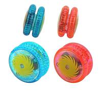 2x Yoyos with Clutch and LED Light Effects, |Red and Blue 5.5cm| Auto Return Yo-Yos for Kids and Beginners Party Favors, Entertaining String Trick Best for + 3 Years Kids.