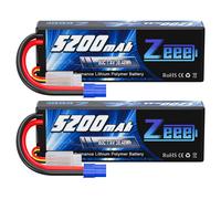 2x Zeee 7.4V 2S Lipo Battery EC3 5200mAh 80C HardCase for RC Car Airplane Truck