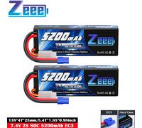 2x Zeee 7.4V 2S Lipo Battery EC3 5200mAh 80C HardCase for RC Car Airplane Truck