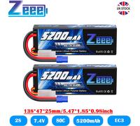 2x Zeee 7.4V 2S Lipo Battery EC3 5200mAh 80C HardCase for RC Car Airplane Truck