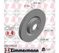 2x ZIMMERMANN 250.5700.20 Brake Discs Front 50mm Height BRaking Fits Ford Focus