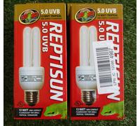 2x Zoo Med ReptiSun 5.0 UVB Mini Compact Fluorescent Lamps Bulbs - 13W