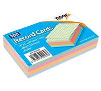 2X1 x 100 Sheet Pack of Record Flash Cards Coloured Study Revision Coloured 5x3"