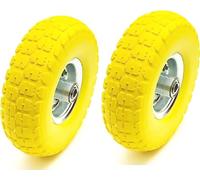 2x10" 3.50-4 Pneumatic Wheelbarrow Wheels Pneumatic Sack Truck Trolley Wheel Puncture Proof Tyre Complete for Garden heavy duty Trolley Barrow Trailer Truck Yellow Solid Replacement Wheelbarrow Wheel