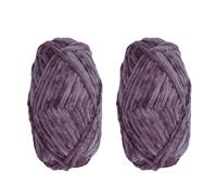 2x100gr Soft Velvet Chenille Blanket Yarn for Crocheting and Knitting Crochet Amigurumi Yarn Super Bulky, Purple Grey