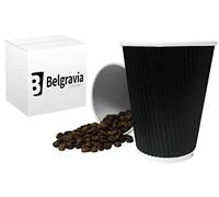 2x12oz Black Ripple Disposable Hot Beverages Takeaway Coffee Cups (100 Cups with Sip Lids)