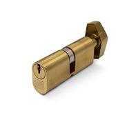 2X13 Oval Key and Turn Cylinders Brass Core Nickel Finish Oval Profile Door Lock Barrel Key Thumbturn Replacement Cylinder for Secure Doors Main Entry (Brass, 30/30)