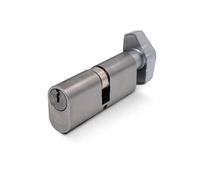 2X13 Oval Key and Turn Cylinders Brass Core Nickel Finish Oval Profile Door Lock Barrel Key Thumbturn Replacement Cylinder for Secure Doors Main Entry (Satin, 30/30)