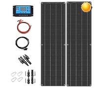 2X150W Flexible Solar Panel, 300W Monocrystalline Bendable Solar Panel kit with 40A Charge Controller and Connector Cables for Yacht, Boat, RV, Cabin, 12v Battery Charge
