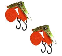 2x15ft Long Multi-Use Ratchet Straps with Hooks | 15ft x 25 mm Wide | Quickly and Safely Secure your Load in your Van, Trailer or Cargo Rack | Secure your Bike, Furniture, Moving equipment