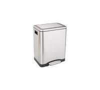2x15L Dual Compartment Dustbin with Steel Bar Pedal, Soft-Closing Mechanism for Home and Office Use - Rectangular, Satin, Stainless Steel