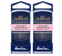 2x16 Hemline H280G.510 Gold Eye Embroidery/Crewel Hand Sewing Needles, Size 5-10 - Bundled by Smart Cutie