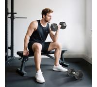 2x17.5KG Rubber Hex Dumbbell Portable Hand Weights Home Gym HOMCOM Black One Size