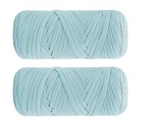 2x200g T Shirt Yarn for Crocheting 140m Elastic Fabric Crochet Cloth Yarn Thick Crochet Fabric Ribbon for Crocheting Bags, Rugs, Baskets, Home Decor, DIY Crafts (Light Blue)