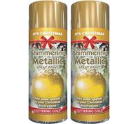 2x200ml METALLIC Glittring Gold Christmas Paint tree decorations spray