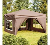 (taupe, 291 x 291 x 245 cm) vidaXL Folding Party Tent with Sidewall Patio Camping Gazebo Pavilion Marquee