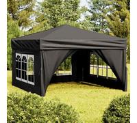 (black, 291 x 291 x 245 cm) vidaXL Folding Party Tent with Sidewall Patio Camping Gazebo Pavilion Marquee