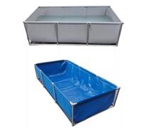 2x2m Grey PVC Fish Pond, Elevated Koi rium, Terum, Tank with Viewing Panels, Outdoor Water Feature