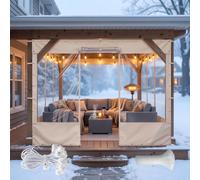 2x3 3x4 4x5m Clear Tarpaulin, 0.5mm Outdoor Curtains Waterproof With Zip Door，Pergola Side Panels，Transparent PVC, Heavy Duty Roll Up Cover For Pergola, Patio And Garden Room(Gray,W2.0m x H1.5m)