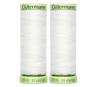 2x30m Gutermann Top Stitch Extra Strong Upholstery Polyester Thread for Hand or Machine Sewing, White 800 - Bundled by GetInStyle Shop