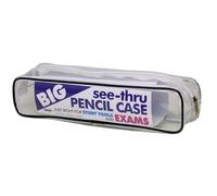 2X330x130mm Large Clear Rectangle Exam Pencil Case Through Transparent