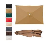 2X3m 3X3.0m Rectangular Garden Parasol Replacement Canopy Outdoor Patio Umbrella Fabric Top Market Table Umbrella Fabric Canopy For 4/6/8 Ribs(Khaki,2.0x2.0m)