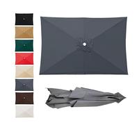 2X3m 3X3.0m Rectangular Garden Parasol Replacement Canopy Outdoor Patio Umbrella Fabric Top Market Table Umbrella Fabric Canopy For 4/6/8 Ribs(Gray,2.1x1.40m)