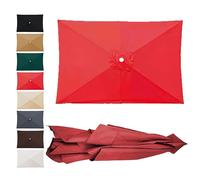 2X3m 3X3.0m Rectangular Garden Parasol Replacement Canopy Outdoor Patio Umbrella Fabric Top Market Table Umbrella Fabric Canopy For 4/6/8 Ribs(Red,2.0x3.0m)