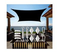 2x3m 3x5m Black Sun Shade Sail Rectangle Canopy Sunscreen Awning with 4 Ropes and Stainless Steel Hardware Kit, for Patios Yard Garden Outdoor Activities