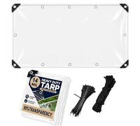 2x4.3m Transparent Tarpaulin, 450g/m² Outdoor Vinyl Clear Tarp | With Rope and Cable Ties, Clear Vinyl Tarpaulin, 450g/m Heavy-Duty PVC Tarps, Waterproof, Aluminium Grommets