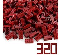 2x4 Bricks Dark Red 320 Pieces Parts Classic Building kit Creative Play Set Basic Blocks Toy Accessories Compatible with 3001 Major Brands