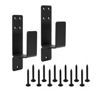 2x4 Compatible Steel Door Barricade Brackets with Reinforced Design for Security on Residential and Commercial Doors (Black)