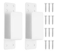 2x4 Door Barricade Brackets for 2x4 Lumber, 2X U Brackets Metal U Clamps, Heavy Duty Door Bar Security Door Locks Brackets, Drop Open Bar Holder for Home Barn Garage Gate Door Brackets(White/Flat)