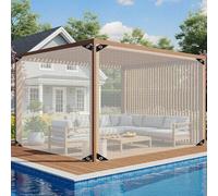2x5M Clear Grid Tarpaulin 130g/m² Lightweight,Extra Long Waterproof Rain Barrier for Corridor, Balcony Screen & Fence, Transparent Reinforced Plastic Sheeting, Summer Storm Protection